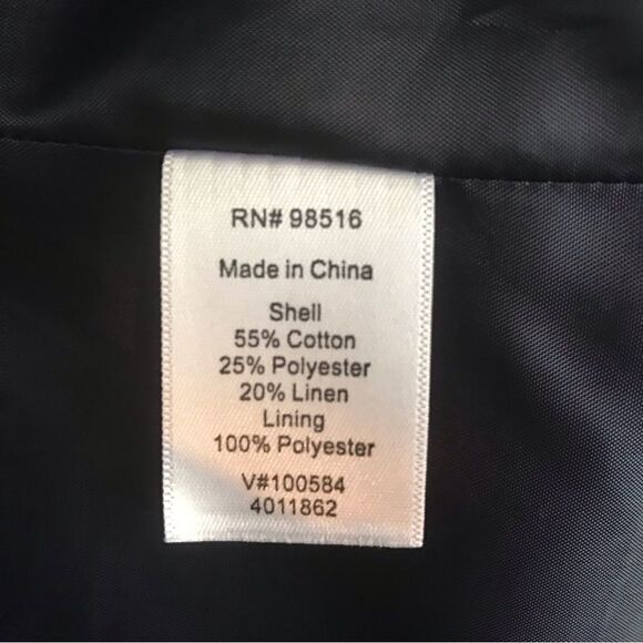 Coldwater Creek Blazer Women Size 10 Navy Tweed Cotton-Linen Blend Open Front - Picture 12 of 12